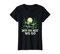 En La Niebla Vamos Bosque De Alces Luna Llena Naturaleza Camiseta gráfica económica, Mujer, Negro, S