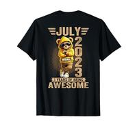 (EN LA Parte) 3 años Julio 2023 Oso de Peluche 3er cumpleaños Mujer Camiseta