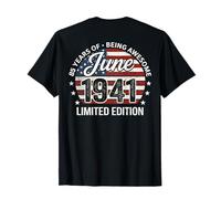 (En la Parte Posterior) 85 de Junio cumpleaños Hombres Mujeres 1941 Impresionante Bandera de Estados Unidos Camiseta