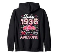 (En la Parte Posterior) 90 años Julio 1936 Floral 90 cumpleaños Sudadera con Capucha
