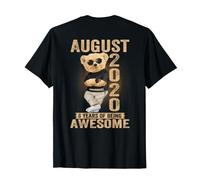 (En la Parte Posterior) Agosto 2020 6º cumpleaños 6 años Oso de Peluche Camiseta