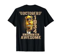 (En la Parte Posterior) Octubre 92 Cumpleaños Hombres Mujeres 1934 Oso de Peluche Camiseta