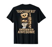 (En la Parte Posterior) Octubre 92 Cumpleaños Hombres Mujeres 1934 Oso de Peluche Camiseta