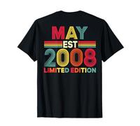 (En la Parte Posterior) Retro Mayo EST 2008 cumpleaños 18 años 18 Camiseta