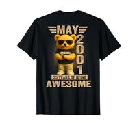 (En la Parte Trasera) 25 años Mayo 2001 Oso de Peluche 25 cumpleaños Mujer Camiseta