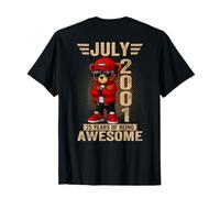 (En la Parte Trasera) 25 de Julio cumpleaños Hombres Mujeres 2001 Oso de Peluche Camiseta