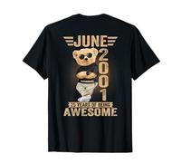 (En la Parte Trasera) 25 de Junio cumpleaños Hombres Mujeres 2001 Oso de Peluche Camiseta