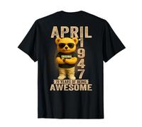 (En la Parte Trasera) 79 año Abril 1947 Oso de Peluche 79 cumpleaños Mujer Camiseta