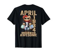 (En la Parte Trasera) Abril 92 Cumpleaños Hombres Mujeres 1934 Oso de Peluche Camiseta