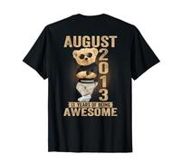 (En la Parte Trasera) Agosto de 2013 cumpleaños 13 años Oso de Peluche Camiseta