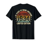 (En la Parte Trasera) Cumpleaños de Octubre EST 1934 Edición Limitada 92 Camiseta