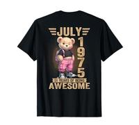 (En la Parte Trasera) Julio 1975 51 Cumpleaños 51 Año Oso de Peluche Camiseta