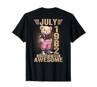 (En la Parte Trasera) Julio 1982 44 Cumpleaños 44 Años Oso de Peluche Camiseta