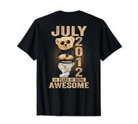 (En la Parte Trasera) Julio 2012 14 cumpleaños 14 años Oso de Peluche Camiseta