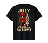 (En la Parte Trasera) Julio 99 Cumpleaños Mujer 1927 Impresionante Oso de Peluche Camiseta