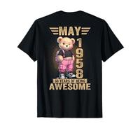 (En la Parte Trasera) Mayo 1958 68 cumpleaños 68 años Oso de Peluche Camiseta