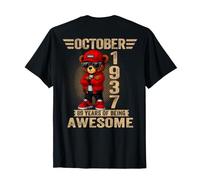 (En la Parte Trasera) Octubre 89 Cumpleaños Hombres Mujeres 1937 Oso de Peluche Camiseta