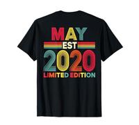 (En la Parte Trasera) Retro Mayo EST 2020 Cumpleaños 6 años 6º Camiseta
