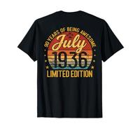 (En la Parte Trasera) Retro Vintage Julio 1936 90 años 90 cumpleaños Camiseta
