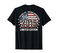 (En la Parte Trasera) Vintage Awesome 2015 Retro 11th Birthday Bandera de Estados Unidos Camiseta