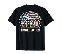 (En la Parte Trasera) Vintage Awesome 2020 Retro 6º cumpleaños Bandera de Estados Unidos Camiseta