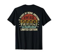 (En la Parte Trasera) Vintage Awesome Since 2009 Retro 17th Birthday Camiseta