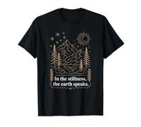 En la quietud Habla la Tierra, Amante de la Naturaleza Camiseta gráfica económica, Hombre, Negro, S