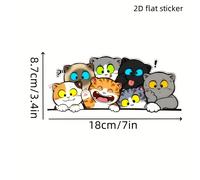 En lateral de un coche hay un conjunto de pegatinas de gatos de dibujos animados - duraderas e impermeables