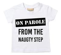 En Libertad Condicional de la camiseta de Naughty paso para bebé disponible en tamaños 0 - 6 meses a 14 - 15 años, varios colores disponibles blanco blanco Talla:5-6 años