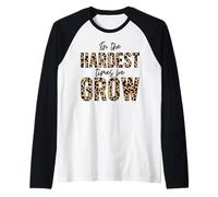 En los Momentos más difíciles crecemos Amor Positivo Inspirar motivar Camiseta Manga Raglan