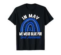 En mayo usamos azul para la conciencia de la gota Azul Boho Rainbow Camiseta