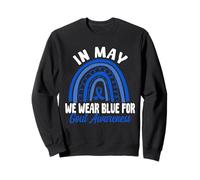 En mayo usamos azul para la conciencia de la gota Azul Boho Rainbow Sudadera