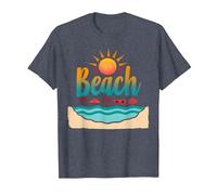 En mi Playa: Vacaciones de Verano en el paraíso Tropical Camiseta, Hombre, Azul Jaspeado, S