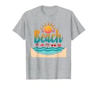 En mi Playa: Vacaciones de Verano en el paraíso Tropical Camiseta, Hombre, Gris Jaspeado, S