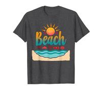 En mi Playa: Vacaciones de Verano en el paraíso Tropical Camiseta, Hombre, Jaspeado Oscuro, S