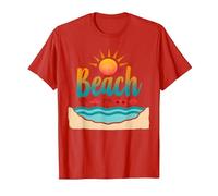 En mi Playa: Vacaciones de Verano en el paraíso Tropical Camiseta, Hombre, Rojo, S