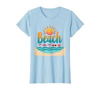 En mi Playa: Vacaciones de Verano en el paraíso Tropical Camiseta, Mujer, Azul Bebé, S