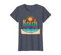 En mi Playa: Vacaciones de Verano en el paraíso Tropical Camiseta, Mujer, Azul Jaspeado, S