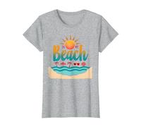 En mi Playa: Vacaciones de Verano en el paraíso Tropical Camiseta, Mujer, Gris Jaspeado, S