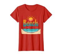 En mi Playa: Vacaciones de Verano en el paraíso Tropical Camiseta, Mujer, Rojo, S
