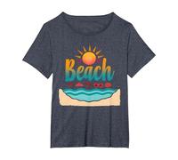 En mi Playa: Vacaciones de Verano en el paraíso Tropical Camiseta, Mujer Tallas Grandes, Azul Jaspeado, 2XL Grande