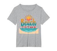 En mi Playa: Vacaciones de Verano en el paraíso Tropical Camiseta, Mujer Tallas Grandes, Gris Jaspeado, 2XL Grande