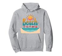 En mi Playa: Vacaciones de Verano en el paraíso Tropical Sudadera con Capucha, Unisex para Adultos, Gris Jaspeado, S