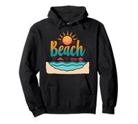 En mi Playa: Vacaciones de Verano en el paraíso Tropical Sudadera con Capucha, Unisex para Adultos, Negro, S