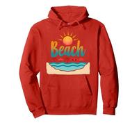 En mi Playa: Vacaciones de Verano en el paraíso Tropical Sudadera con Capucha, Unisex para Adultos, Rojo, S
