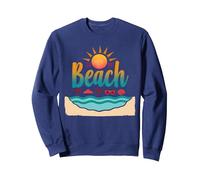 En mi Playa: Vacaciones de Verano en el paraíso Tropical Sudadera, Unisex para Adultos, Azul Marino, S