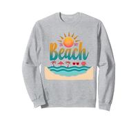 En mi Playa: Vacaciones de Verano en el paraíso Tropical Sudadera, Unisex para Adultos, Gris Jaspeado, S