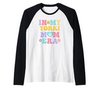 En Mi Yorkie Mamá Era Divertido Retro Groovy Yorkshire Terrier Camiseta Manga Raglan