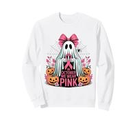 En Octubre llevamos un Fantasma Rosa sosteniendo una Cinta de cáncer de Mama Sudadera