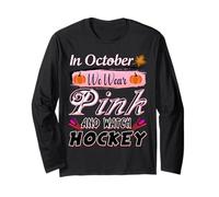 En octubre usamos conciencia sobre el cáncer de mama de hockey rosa Manga Larga